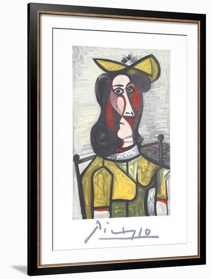 Portrait de Femme Au Chapeau et A La Robe Vert Jaune-Pablo Picasso-Framed Collectable Print