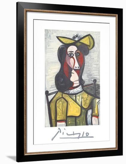 Portrait de Femme Au Chapeau et A La Robe Vert Jaune-Pablo Picasso-Framed Collectable Print