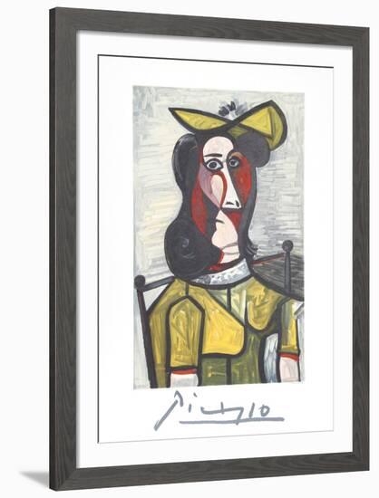 Portrait de Femme Au Chapeau et A La Robe Vert Jaune-Pablo Picasso-Framed Collectable Print