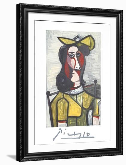 Portrait de Femme Au Chapeau et A La Robe Vert Jaune-Pablo Picasso-Framed Collectable Print