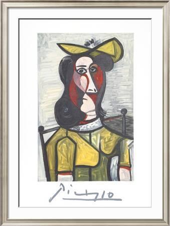 Portrait de Femme Au Chapeau et A La Robe Vert Jaune' Collectable Print -  Pablo Picasso | Art.com