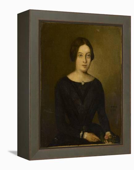 Portrait de femme en noir-Jean Jacques Henner-Framed Premier Image Canvas