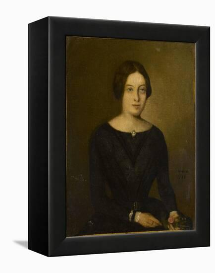 Portrait de femme en noir-Jean Jacques Henner-Framed Premier Image Canvas