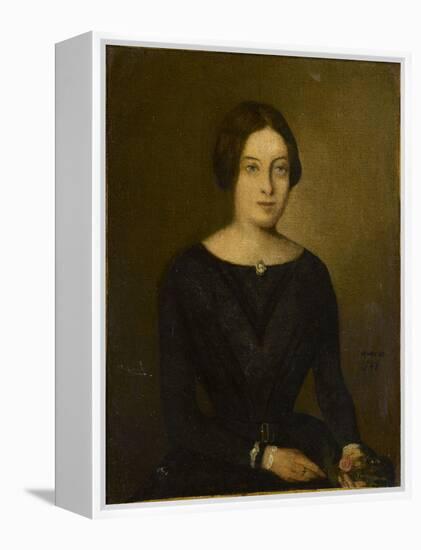 Portrait de femme en noir-Jean Jacques Henner-Framed Premier Image Canvas