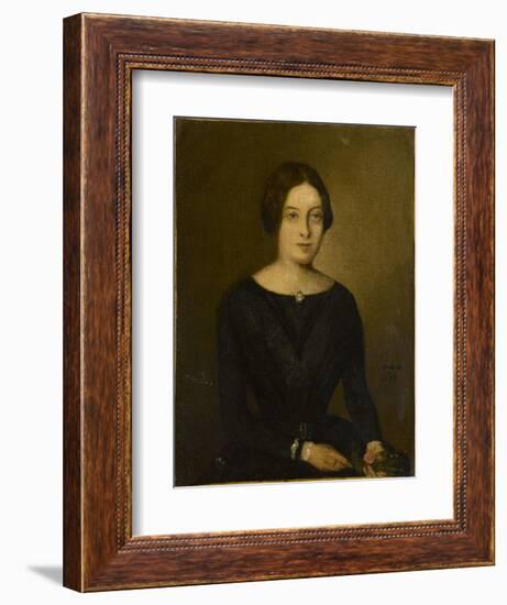 Portrait de femme en noir-Jean Jacques Henner-Framed Giclee Print