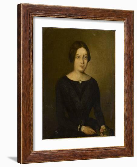 Portrait de femme en noir-Jean Jacques Henner-Framed Giclee Print