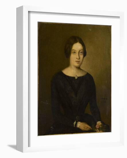 Portrait de femme en noir-Jean Jacques Henner-Framed Giclee Print