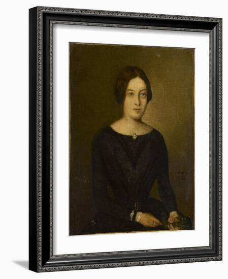 Portrait de femme en noir-Jean Jacques Henner-Framed Giclee Print