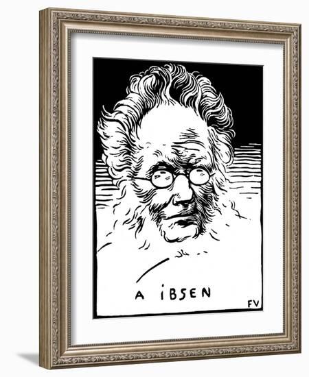 Portrait De Henrik (Henri) Johan Ibsen (1828-1906), Dramaturge Norvegien. Gravure De Felix Edouard-Felix Edouard Vallotton-Framed Giclee Print