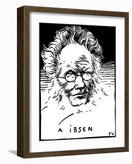 Portrait De Henrik (Henri) Johan Ibsen (1828-1906), Dramaturge Norvegien. Gravure De Felix Edouard-Felix Edouard Vallotton-Framed Giclee Print