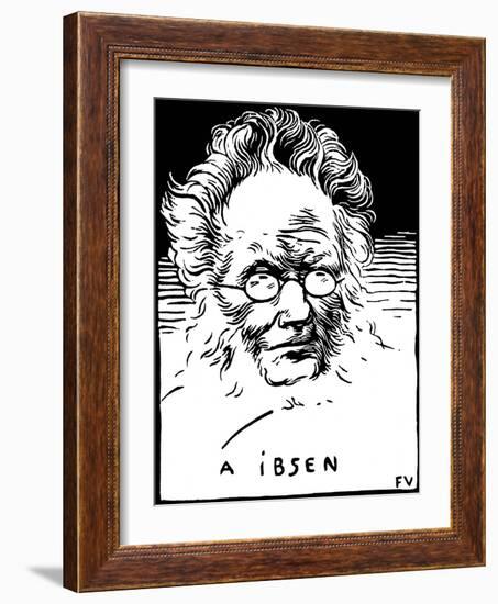 Portrait De Henrik (Henri) Johan Ibsen (1828-1906), Dramaturge Norvegien. Gravure De Felix Edouard-Felix Edouard Vallotton-Framed Giclee Print