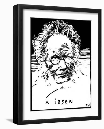 Portrait De Henrik (Henri) Johan Ibsen (1828-1906), Dramaturge Norvegien. Gravure De Felix Edouard-Felix Edouard Vallotton-Framed Giclee Print