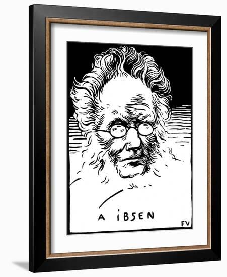 Portrait De Henrik (Henri) Johan Ibsen (1828-1906), Dramaturge Norvegien. Gravure De Felix Edouard-Felix Edouard Vallotton-Framed Giclee Print