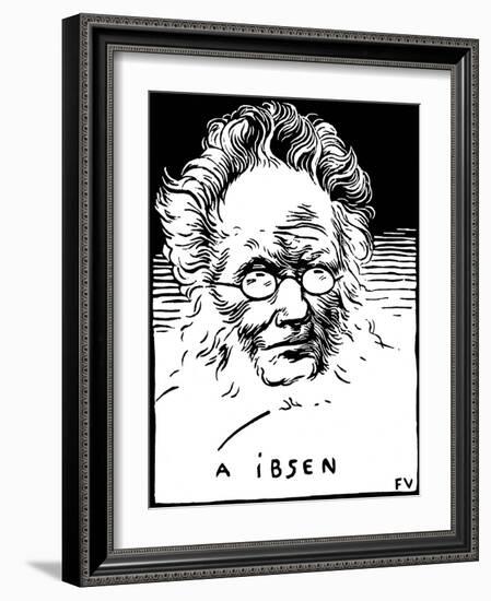 Portrait De Henrik (Henri) Johan Ibsen (1828-1906), Dramaturge Norvegien. Gravure De Felix Edouard-Felix Edouard Vallotton-Framed Giclee Print