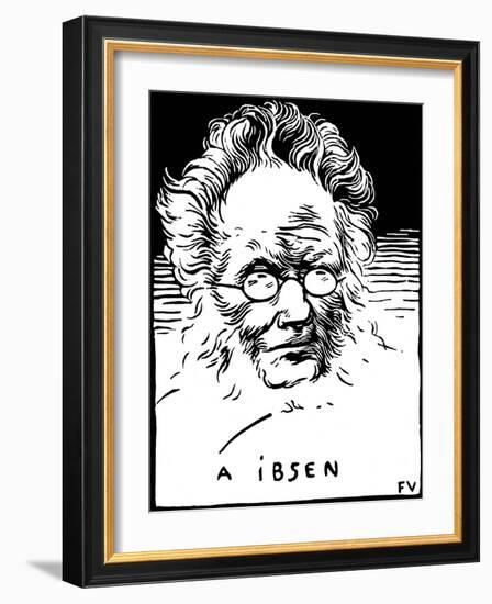 Portrait De Henrik (Henri) Johan Ibsen (1828-1906), Dramaturge Norvegien. Gravure De Felix Edouard-Felix Edouard Vallotton-Framed Giclee Print