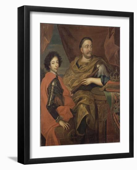 Portrait de Jean III Sobieski, roi de Pologne et d'un de ses fils, Jacques-Louis (1629-1696)-Alexandre Jan Tricius-Framed Giclee Print