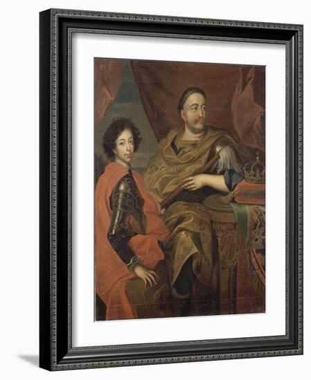 Portrait de Jean III Sobieski, roi de Pologne et d'un de ses fils, Jacques-Louis (1629-1696)-Alexandre Jan Tricius-Framed Giclee Print