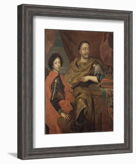 Portrait de Jean III Sobieski, roi de Pologne et d'un de ses fils, Jacques-Louis (1629-1696)-Alexandre Jan Tricius-Framed Giclee Print