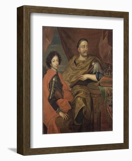 Portrait de Jean III Sobieski, roi de Pologne et d'un de ses fils, Jacques-Louis (1629-1696)-Alexandre Jan Tricius-Framed Giclee Print