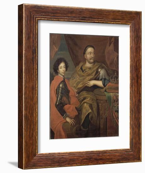 Portrait de Jean III Sobieski, roi de Pologne et d'un de ses fils, Jacques-Louis (1629-1696)-Alexandre Jan Tricius-Framed Giclee Print