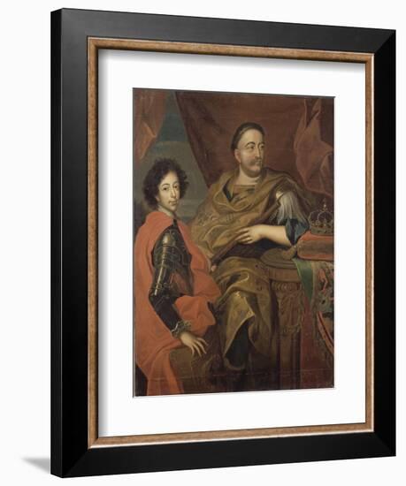 Portrait de Jean III Sobieski, roi de Pologne et d'un de ses fils, Jacques-Louis (1629-1696)-Alexandre Jan Tricius-Framed Giclee Print