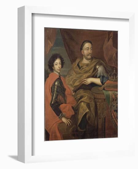 Portrait de Jean III Sobieski, roi de Pologne et d'un de ses fils, Jacques-Louis (1629-1696)-Alexandre Jan Tricius-Framed Giclee Print