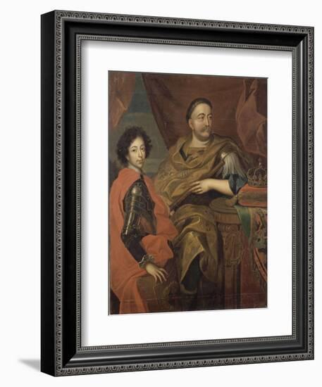 Portrait de Jean III Sobieski, roi de Pologne et d'un de ses fils, Jacques-Louis (1629-1696)-Alexandre Jan Tricius-Framed Giclee Print