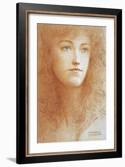 Portrait De Jeune Femme Anglaise  Sanguine Sur Papier De Fernand Khnopff (1858-1921) Vers 1890 Col-Fernand Khnopff-Framed Giclee Print