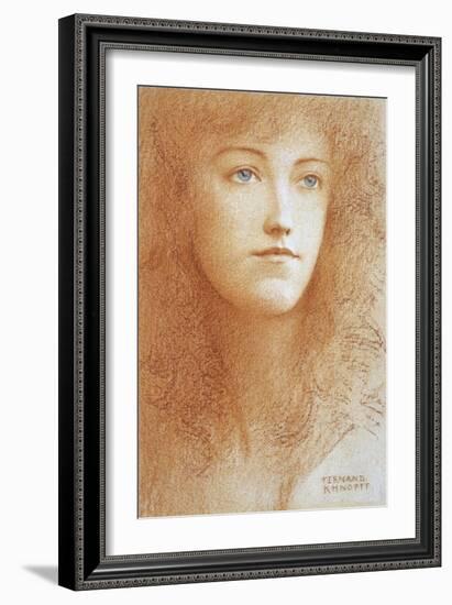 Portrait De Jeune Femme Anglaise  Sanguine Sur Papier De Fernand Khnopff (1858-1921) Vers 1890 Col-Fernand Khnopff-Framed Giclee Print