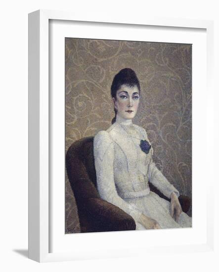 Portrait de jeune fille à la robe blanche-Albert Dubois-Pillet-Framed Giclee Print