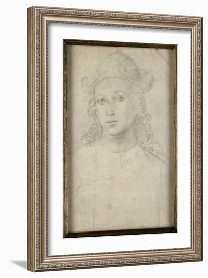 Portrait de jeune homme, en buste, vu de face, coiffé d'un chapeau-Raffaello Sanzio-Framed Giclee Print