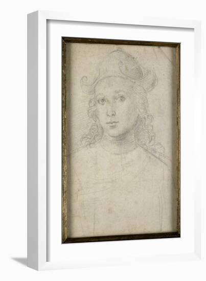 Portrait de jeune homme, en buste, vu de face, coiffé d'un chapeau-Raffaello Sanzio-Framed Giclee Print