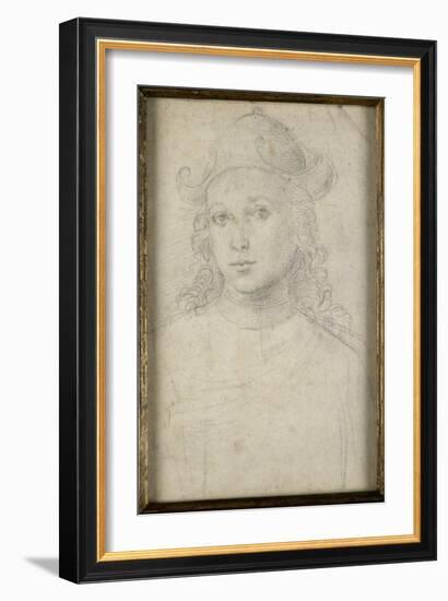 Portrait de jeune homme, en buste, vu de face, coiffé d'un chapeau-Raffaello Sanzio-Framed Giclee Print