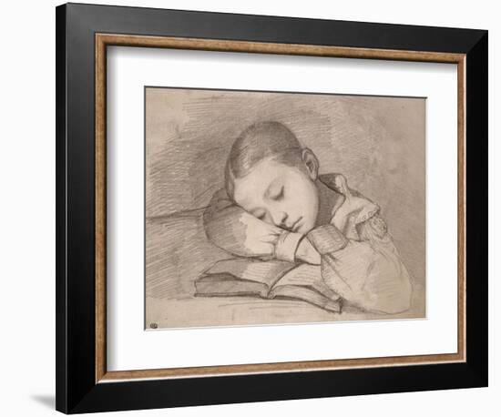 Portrait de Juliette Courbet endormie sur son livre-Gustave Courbet-Framed Giclee Print