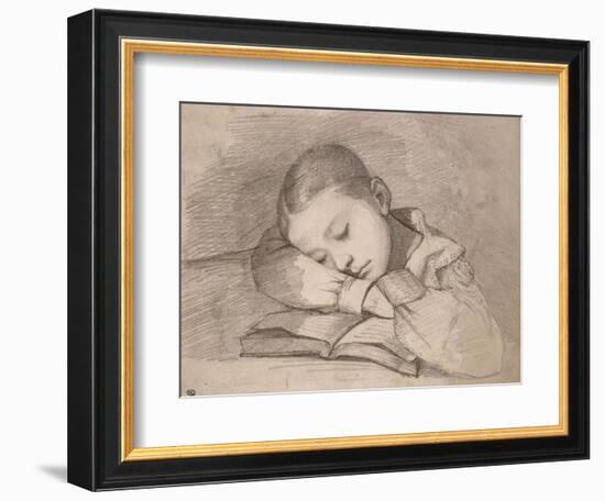 Portrait de Juliette Courbet endormie sur son livre-Gustave Courbet-Framed Giclee Print