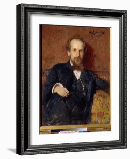 Portrait De L'artiste Pavel Petrovich Chistyakov (Tchistiakov) (1832-1919) (Portrait of the Artist-Ilya Efimovich Repin-Framed Giclee Print