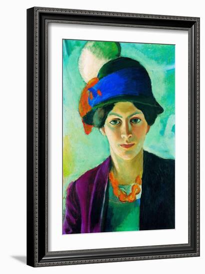 Portrait De La Femme De L'artiste Avec Un Chapeau  (Artist's Wife with Hat) Peinture D'august Mack-August Macke-Framed Giclee Print