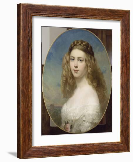 Portrait de la Princesse Amélie de Bavière.-Franz Xaver Winterhalter-Framed Giclee Print
