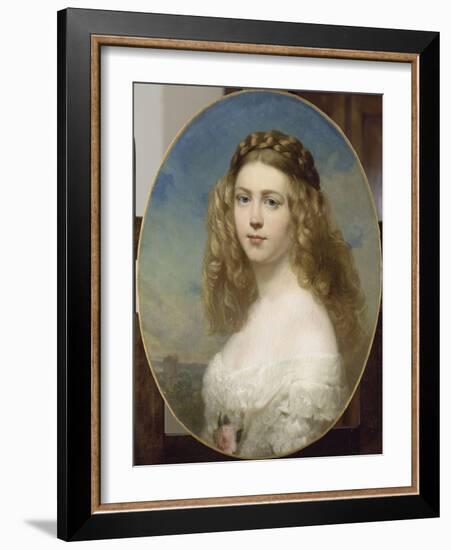 Portrait de la Princesse Amélie de Bavière.-Franz Xaver Winterhalter-Framed Giclee Print