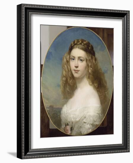 Portrait de la Princesse Amélie de Bavière.-Franz Xaver Winterhalter-Framed Giclee Print