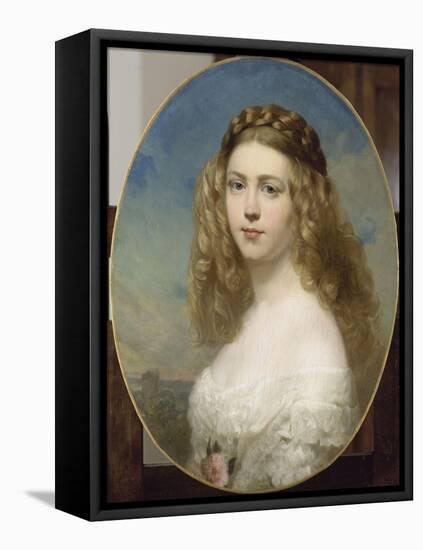 Portrait de la Princesse Amélie de Bavière.-Franz Xaver Winterhalter-Framed Premier Image Canvas