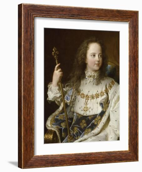 Portrait de Louis XV, âgé de cinq ans (1710-1774), assis sur son trône en grand costume royal-Hyacinthe Rigaud-Framed Giclee Print