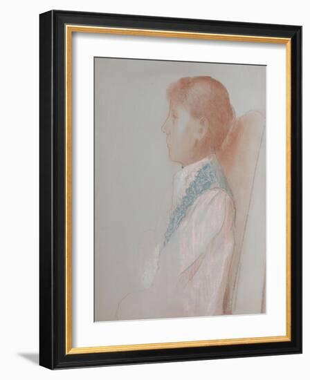 Portrait de madame Odilon Redon, de profil à gauche-Odilon Redon-Framed Giclee Print