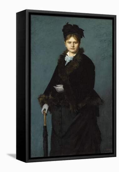Portrait de Mme***dit "La Femme au parapluie".-Jean Jacques Henner-Framed Premier Image Canvas