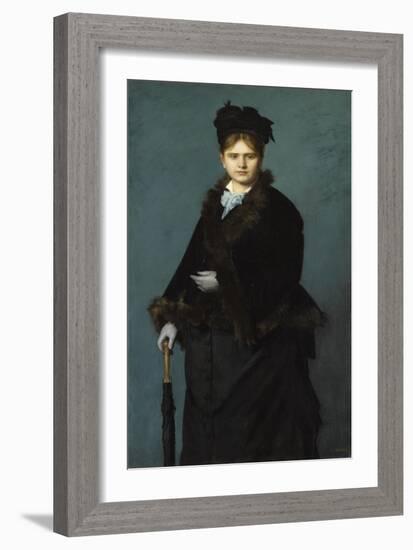 Portrait de Mme***dit "La Femme au parapluie".-Jean Jacques Henner-Framed Giclee Print
