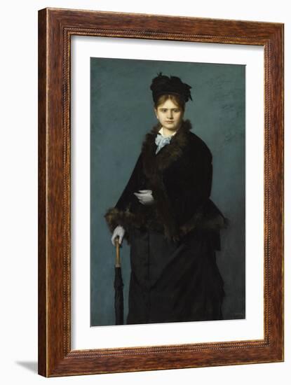 Portrait de Mme***dit "La Femme au parapluie".-Jean Jacques Henner-Framed Giclee Print