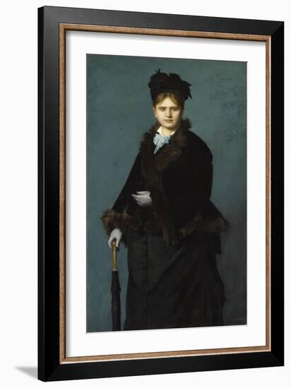 Portrait de Mme***dit "La Femme au parapluie".-Jean Jacques Henner-Framed Giclee Print