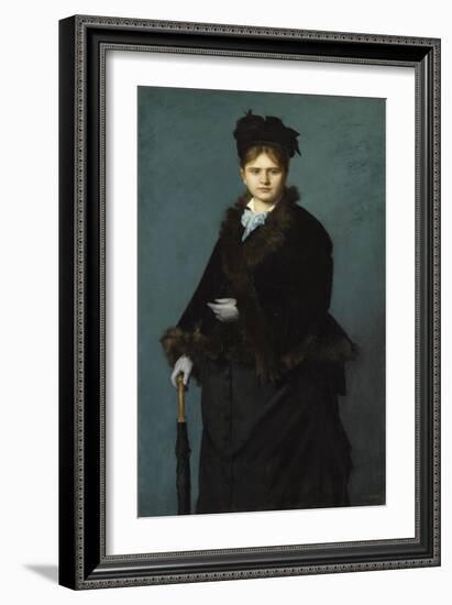 Portrait de Mme***dit "La Femme au parapluie".-Jean Jacques Henner-Framed Giclee Print