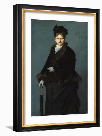 Portrait de Mme***dit "La Femme au parapluie".-Jean Jacques Henner-Framed Giclee Print