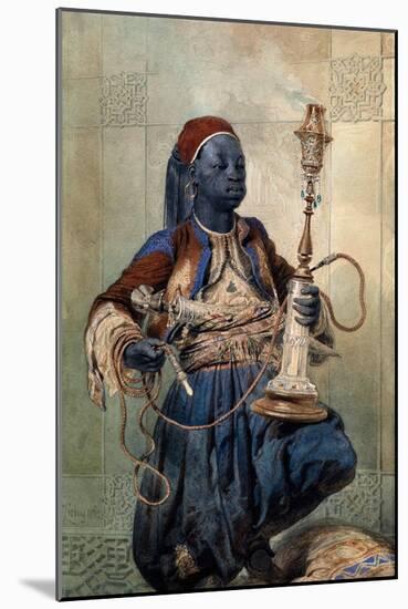 Portrait De Nubien a La Pipe a Eau  (Nubian with a Waterpipe) Aquarelle De Mihaly Zichy (1827-1906-Mihaly von Zichy-Mounted Giclee Print